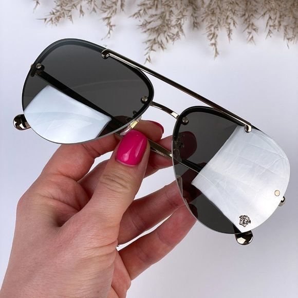 Versace VE2231 12526G Sunglasses Aviator Pale Gold Rimless Mirrored Women - Picture 1 of 10